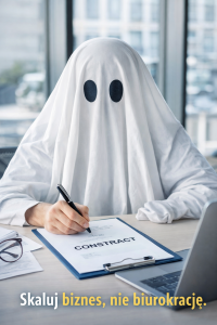 Znikająca osoba podpisująca umowę jako duch